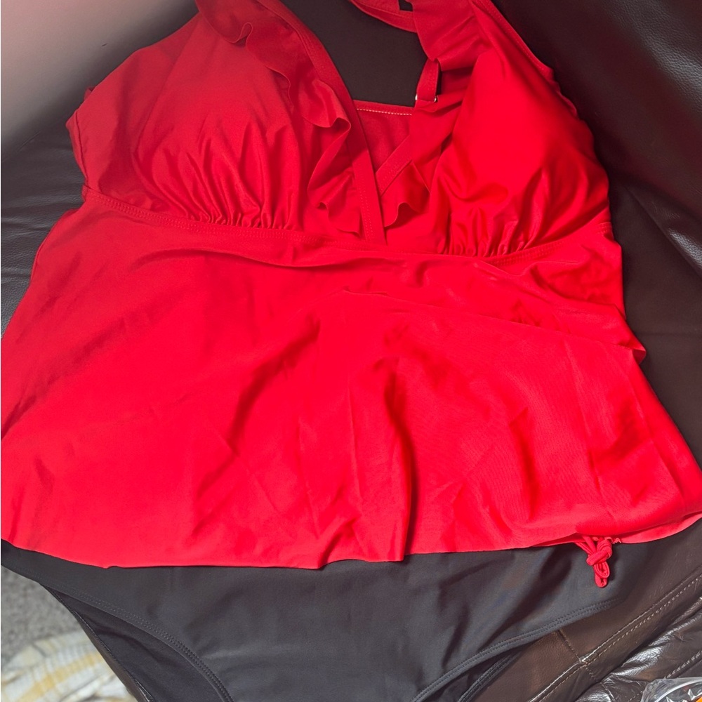SHEIN Red and Black Swimsuit